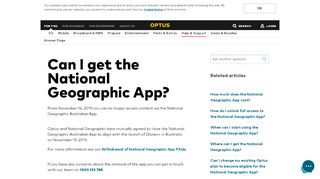 
                            10. How do I log into the National Geographic App? - Optus