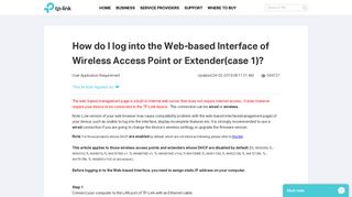 
                            4. How do I log into the Web-based Interface of Wireless ... - TP-Link