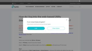 
                            12. How do I log into the web-based Utility (Management Page) of TP-Link ...