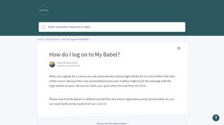 
                            7. How do I log on to My Babel? | Babel