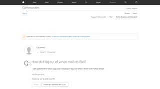 
                            8. How do I log out of yahoo mail on iPad? - Apple Community