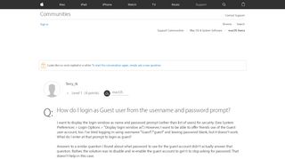 
                            4. How do I login as Guest user from the use… - Apple Community
