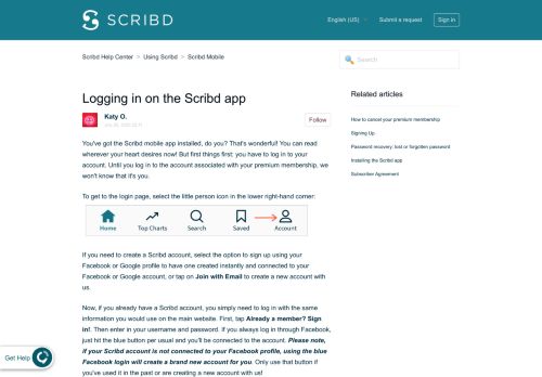 
                            2. How do I login on the Scribd App? – Scribd Help Center - Scribd Support