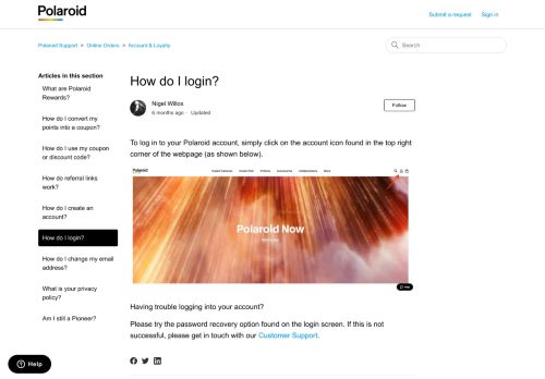 
                            1. How do I login? – Polaroid Originals Support