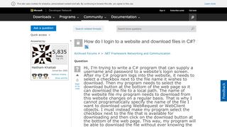 
                            3. How do I login to a website and download files in C# - MSDN ...