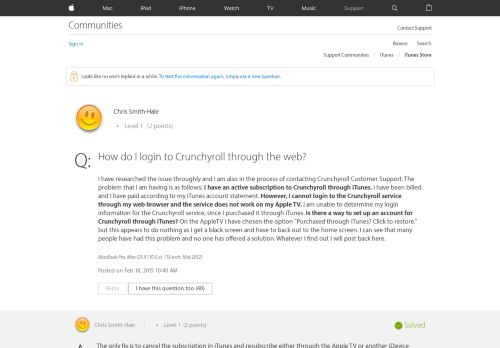 
                            13. How do I login to Crunchyroll through the… - Apple Community