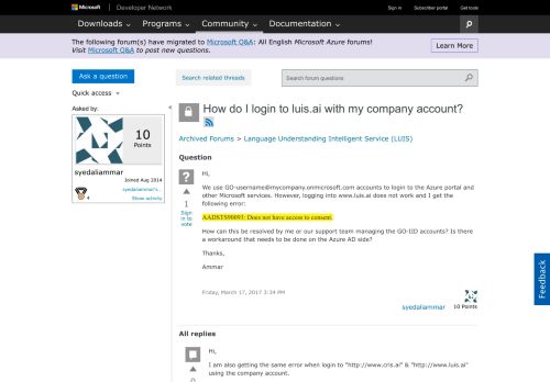 
                            4. How do I login to luis.ai with my company account? - MSDN - Microsoft