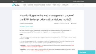 
                            1. How do I login to the web management page of the EAP Series ...