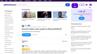 
                            10. How do I make a star symbol on Microsoft Word? | Yahoo Answers