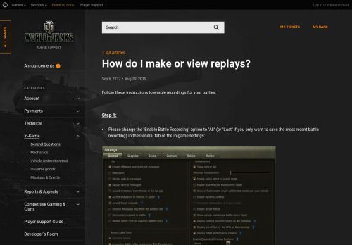 
                            7. How do I make or view replays? | World of Tanks - Wargaming