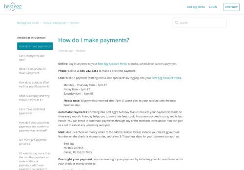 
                            4. How do I make payments? – Best Egg Help Center