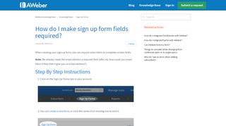 
                            2. How do I make sign up form fields required? – AWeber Knowledge Base