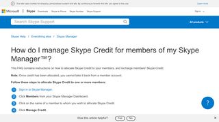 
                            4. How do I manage Skype Credit for members of my Skype Manager ...