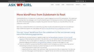 
                            10. How do I move WordPress in a subdomain to the root URL?