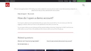 
                            7. How do I open a demo account? - IG.com