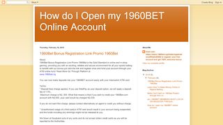 
                            4. How do I Open my 1960BET Online Account