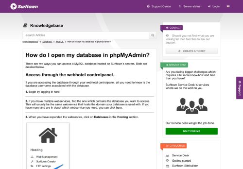 
                            8. How do I open my database in phpMyAdmin? | Surftown Dashboard