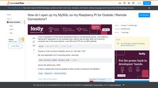 
                            1. How do I open up my MySQL on my Raspberry Pi for Outside / Remote ...