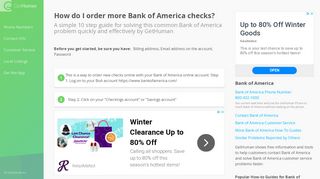 How do I order more Bank of America checks? | How-To Guide - GetHuman