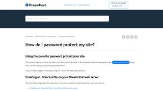 
                            12. How do I password protect my site? – DreamHost