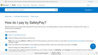 
                            2. How do I pay by SafetyPay? | Skype Support