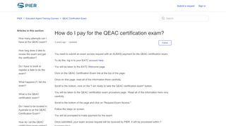 
                            9. How do I pay for the QEAC certification exam? – PIER
