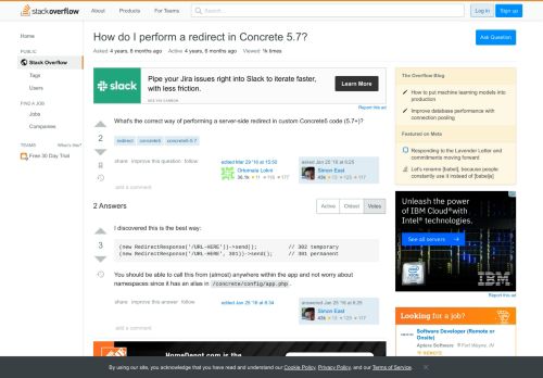
                            11. How do I perform a redirect in Concrete 5.7? - Stack Overflow