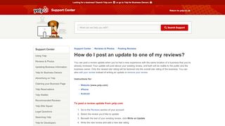 
                            9. How do I post an update to one of my reviews? | Support Center | Yelp