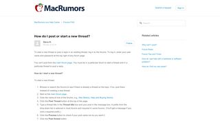 
                            12. How do I post or start a new thread? – MacRumors.com Help Center