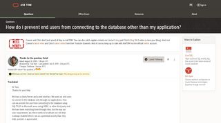 
                            2. How do i prevent end users from connecting to the ... - Ask Tom - Oracle