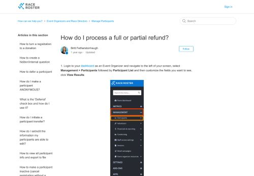 
                            11. How do I process a full or partial refund? - Who is Race Roster?