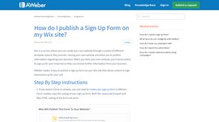 
                            7. How do I publish a Sign Up Form on my Wix site? – AWeber ...