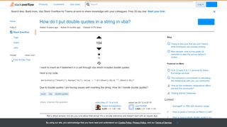 
                            11. How do I put double quotes in a string in vba? - Stack Overflow