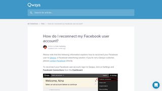 
                            10. How do I reconnect my Facebook user account? | Qwaya support