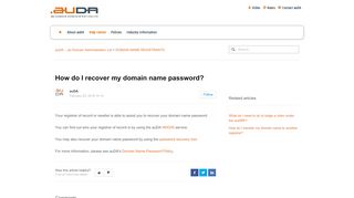 
                            2. How do I recover my domain name password? – auDA - .au Domain ...