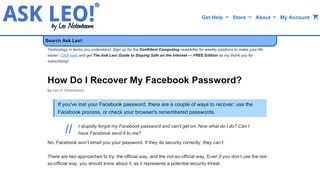
                            12. How Do I Recover My Facebook Password? - Ask Leo!