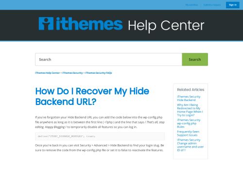 
                            11. How Do I Recover My Hide Backend URL? – iThemes Help Center