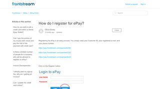 
                            13. How do I register for ePay? – FrontStream