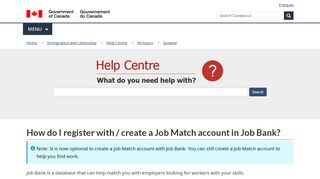 
                            13. How do I register with / create a Job Match account in Job Bank?