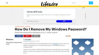 
                            10. How Do I Remove My Windows Password? - Lifewire