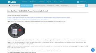 
                            8. How do I reset my router to factory defaults? Singapore - D-Link ...
