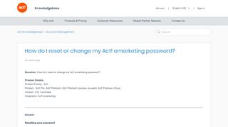 
                            8. How do I reset or change my Act! emarketing password? | Act ...