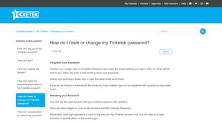 
                            3. How do I reset or change my Ticketek password? – Ticketek Australia