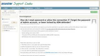 
                            2. How do I reset password or allow the connection if I forget ... - ASUSTOR
