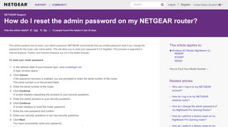 
                            3. How do I reset the admin password on my NETGEAR router? | Answer ...