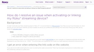 
                            2. How do I resolve an issue when activating or linking my Roku ...