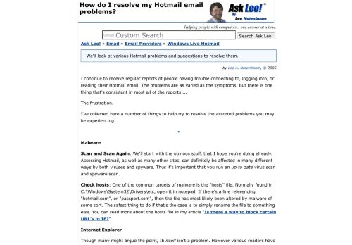 
                            9. How do I resolve my Hotmail email problems? - Ask Leo!