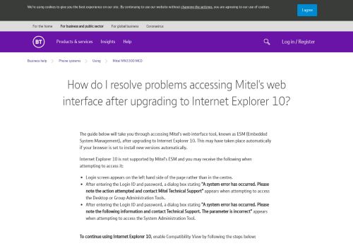
                            7. How do I resolve problems accessing Mitel's web interface after ...
