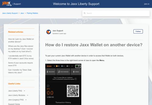
                            7. How do I restore Jaxx Wallet on another device? – Jaxx Support