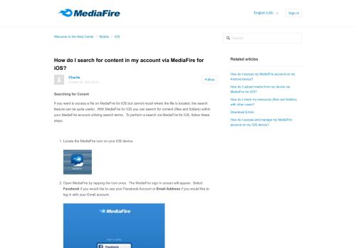 
                            10. How do I search for content in my account via MediaFire for iOS ...